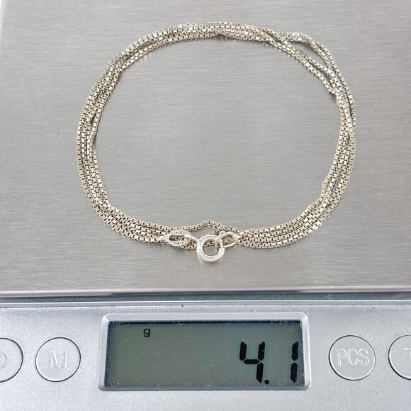 Box Chain Necklace | Italian Vintage Sterling Silver 925 | 30" - Picture 3 of 3